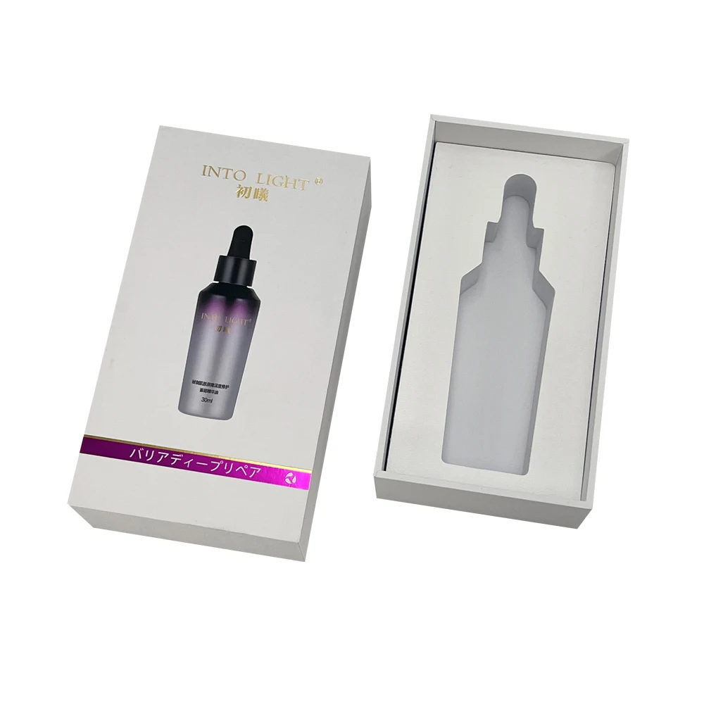 Luxury Custom Lid and Base Hard Cardboard Lotion Dropper Bottle Packaging Box with Foam insert