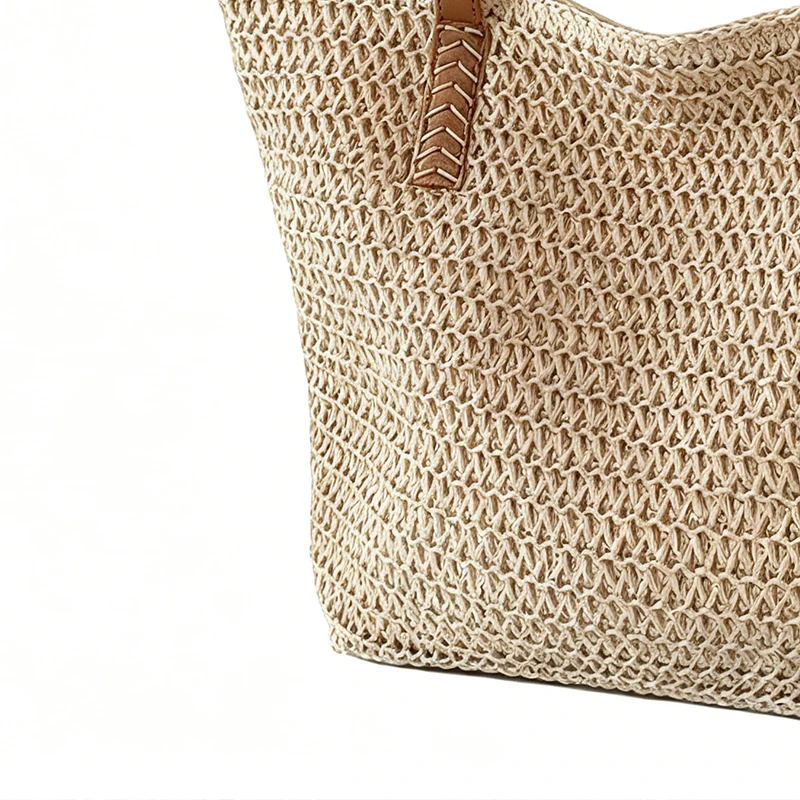 Fashion Braided Soft Handle Open Travel Bag Multifunction Open Top Design Ladies Daily Travel Handbag