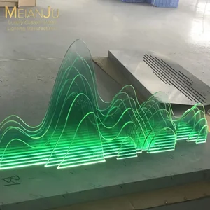 Luxury Villa Hotel Lighting Contemporary Design Mountain Silhouette Floor Lamp Kiln-Cast Glass Shade Unique Designer Floor Lamp