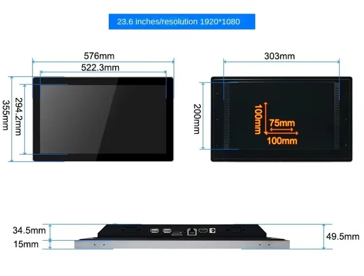 10"-23" Outdoor Sunlight-Readable Industrial Android All-in-One Panel PC Fanless TFT-LCD Touch Screen IP65 Waterproof Computer