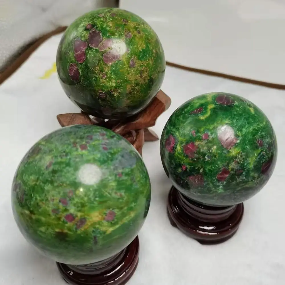 natural beautiful ruby in fuschite crystal sphere ball for