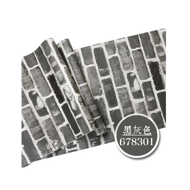 Retro Distressed 3d Brick Pattern PVC Wallpaper for Clothing Store Restaurant Barber Shop