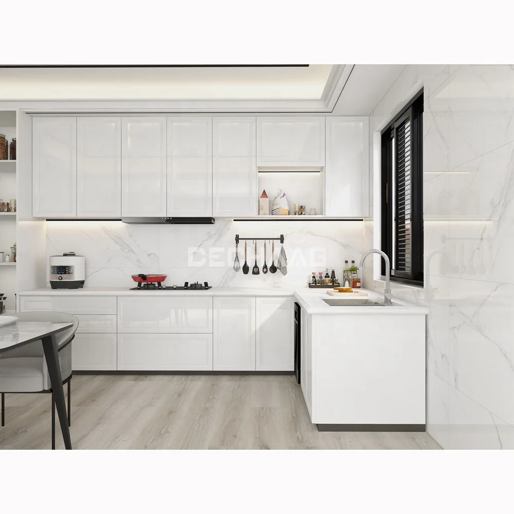 Best Sale luxury cabinet kitchen fluted cheap 1 piece wood plywood standard kitchen cabinet shaker white