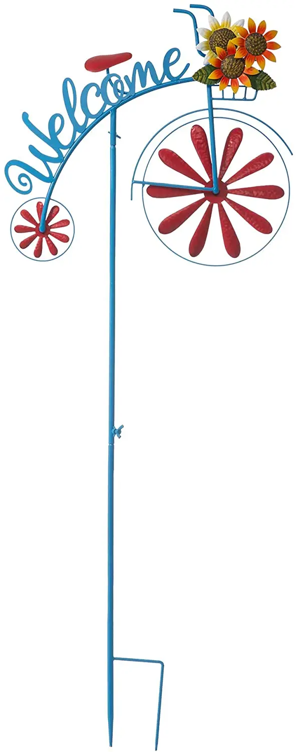 Wind Catchers Metal Bicycle Wind Spinner Yard Stake Windmill