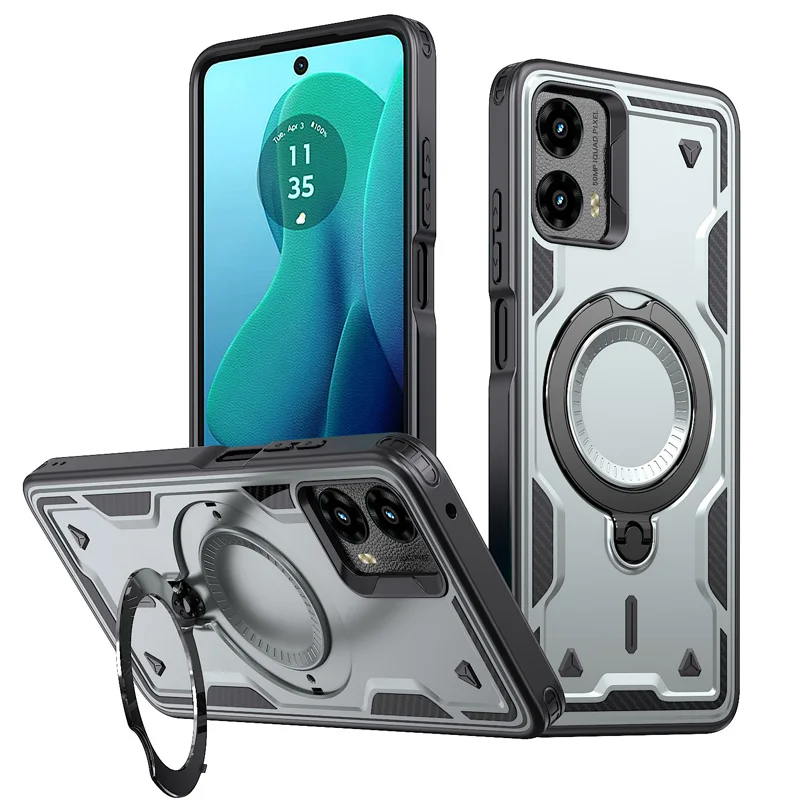 For MOTO G Power Stylus EDGE 5g Motorola G Play 4g 2024 Hard Metal Ring Bracket Mobile Phones Cover Pc Tpu Hyper Cell Phone Case