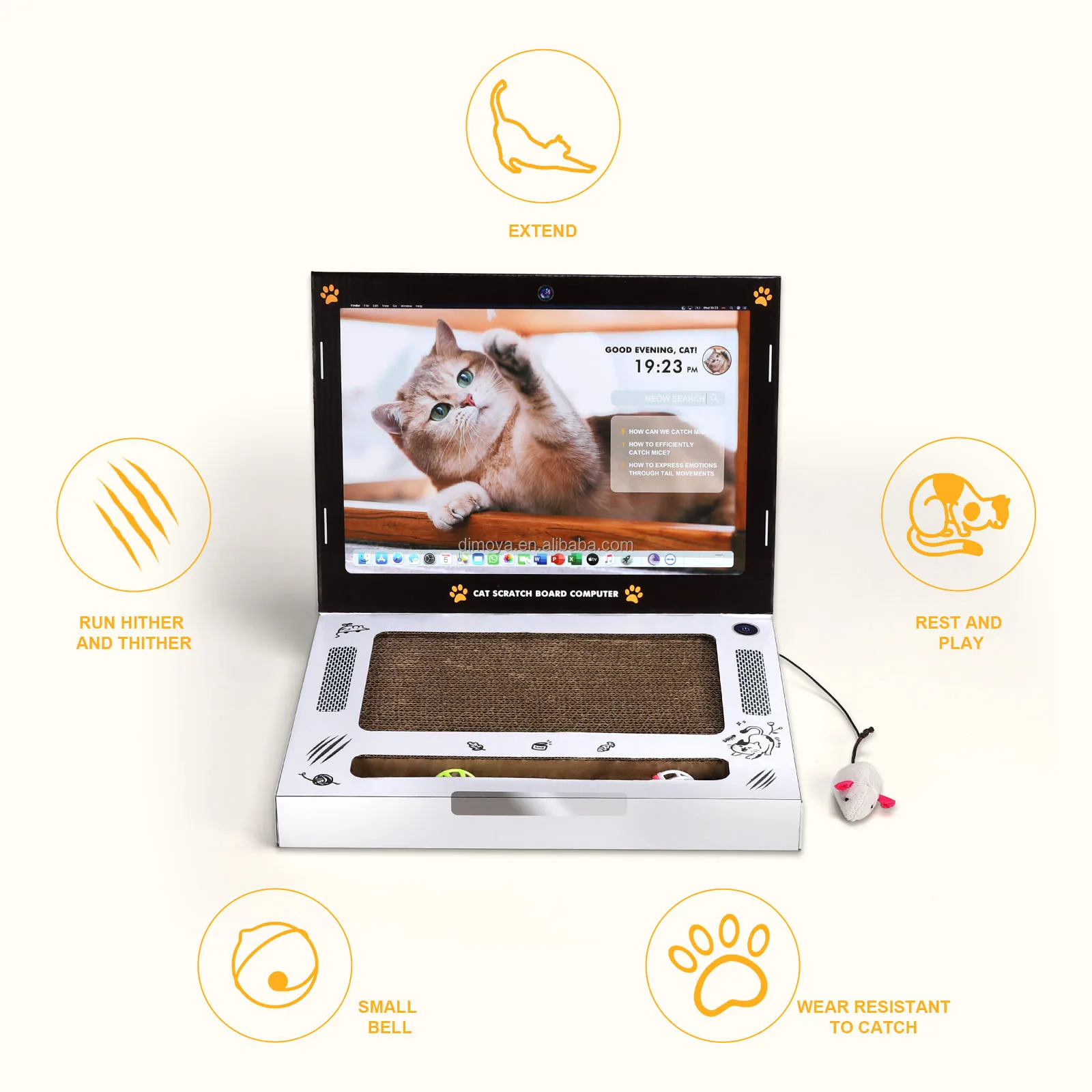 Wholesale Foldable 3in1 Corrugated Cardboard Cat Scratcher Laptop