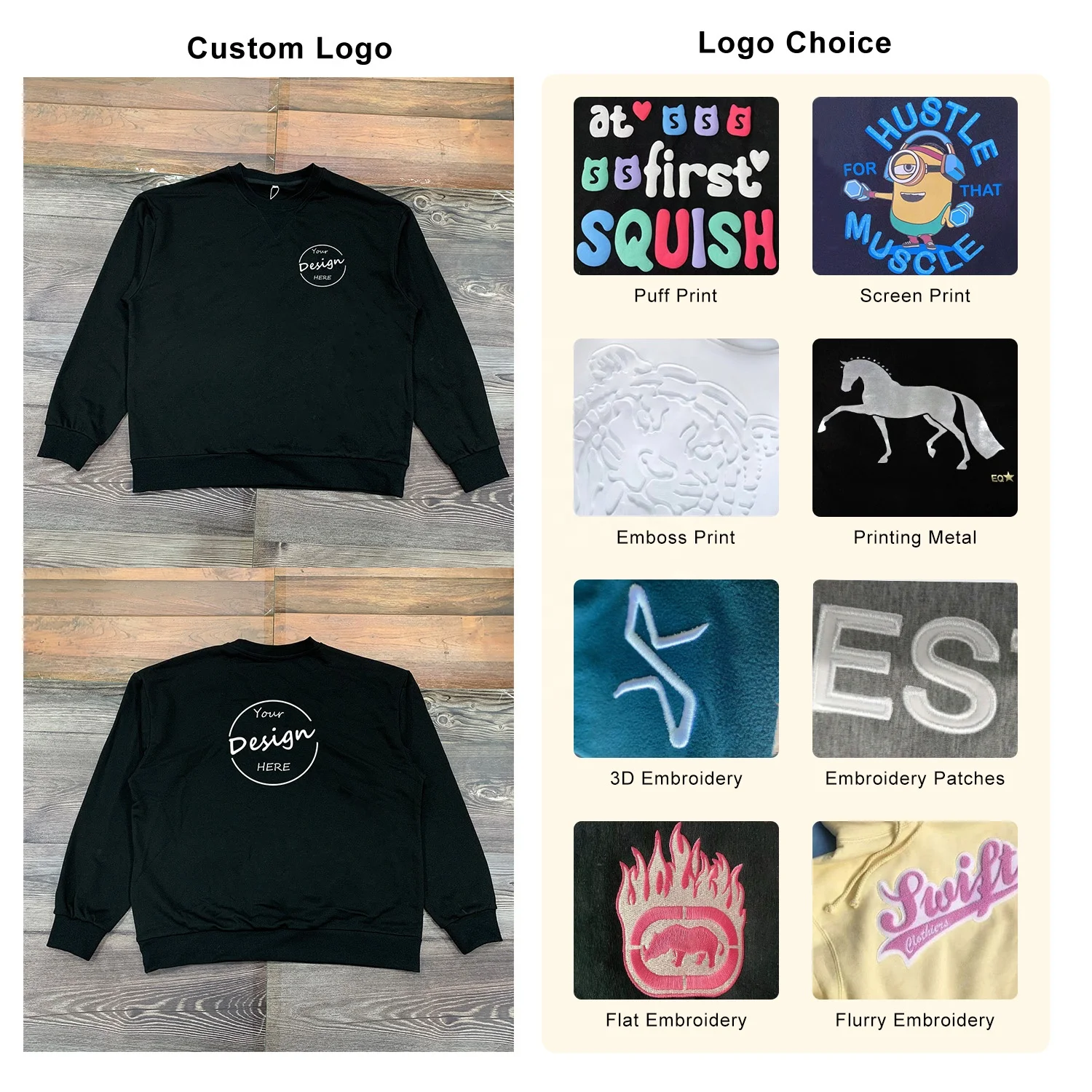 JL427B Luxury Mock Neck High Quality Sweatshirt Heavyweight Polyester Cotton Sweatshirt Blank Oversized Crewneck Sweatshirt