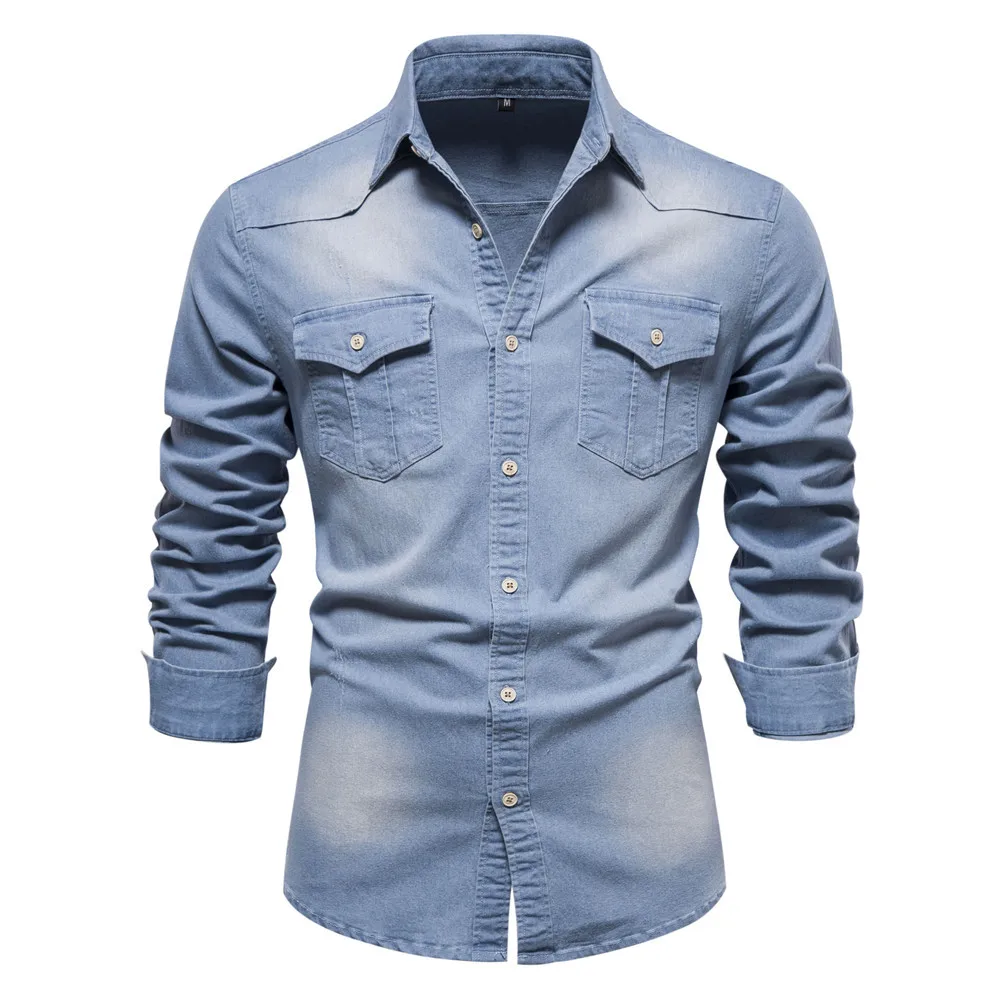 Men's Denim Shirts Cotton Solid Design New Jeans Men's Casual