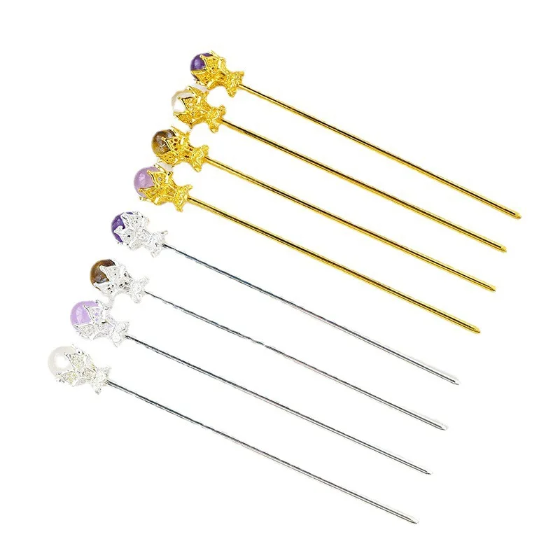 Женская заколка для волос с натуральным камнем