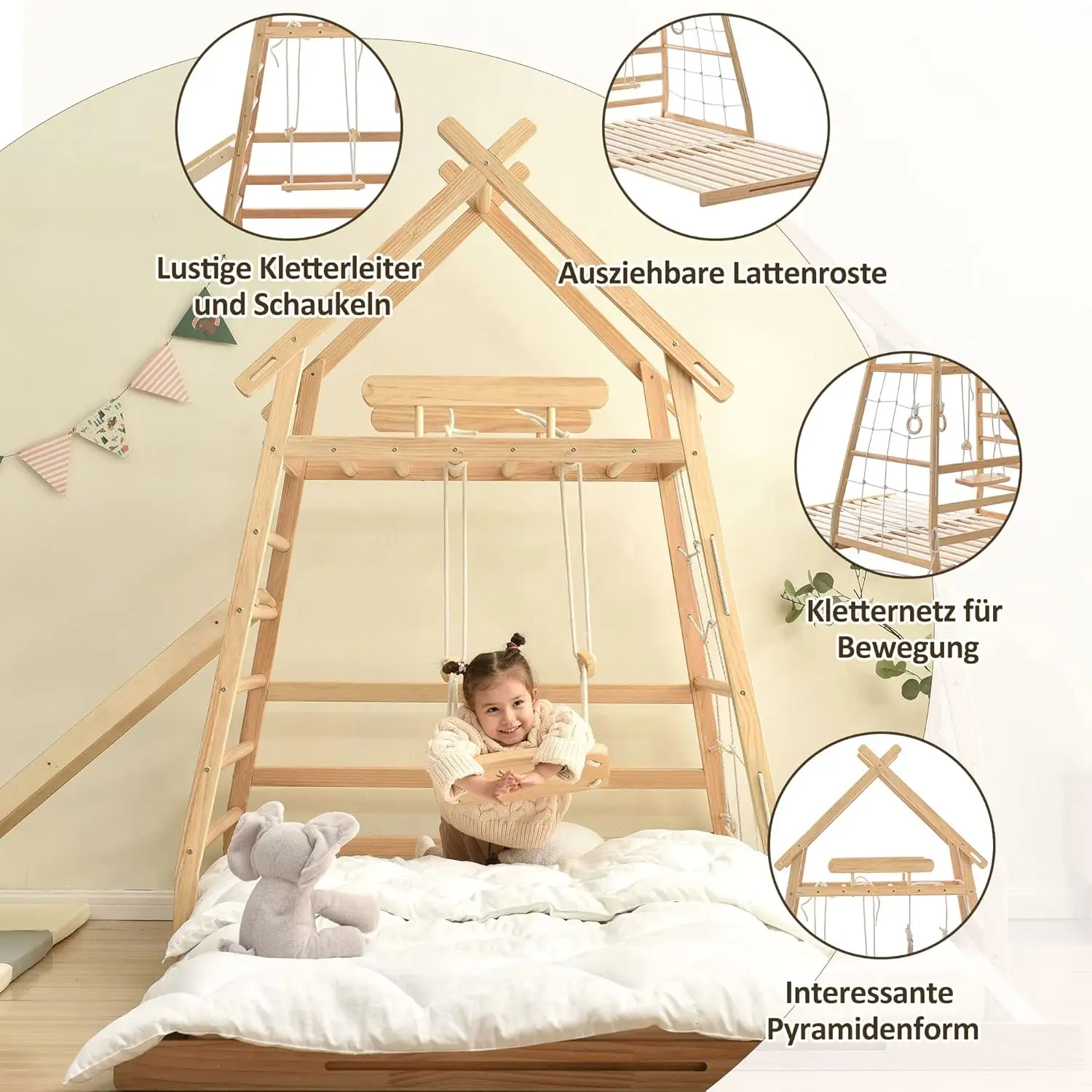 Juego de muebles de dormitorio para niños Montessori, marco de