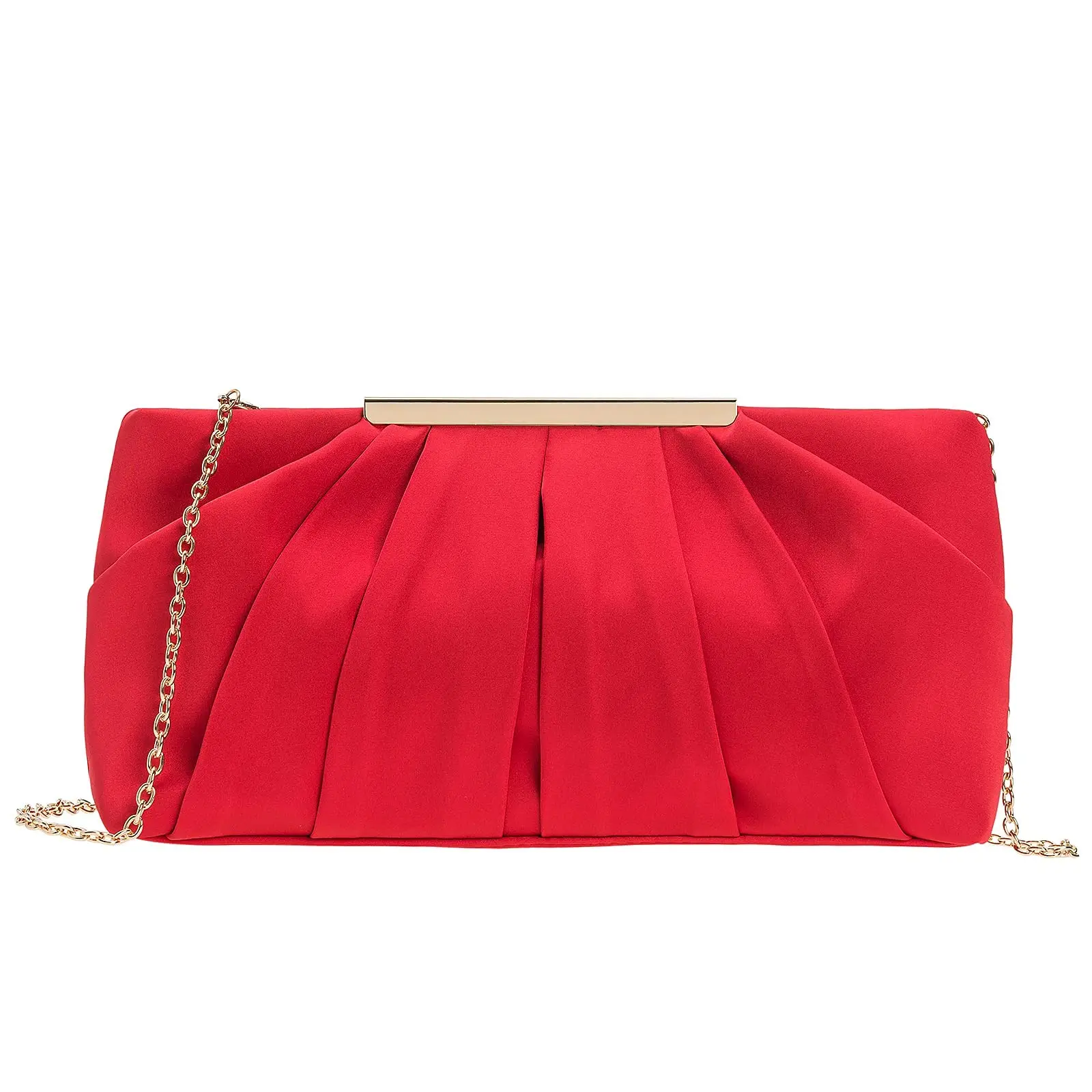 CHARMING TAILOR Clutch Evening Bag Elegant Pleated Satin Formal Handbag  Simple Classy Purse for Women