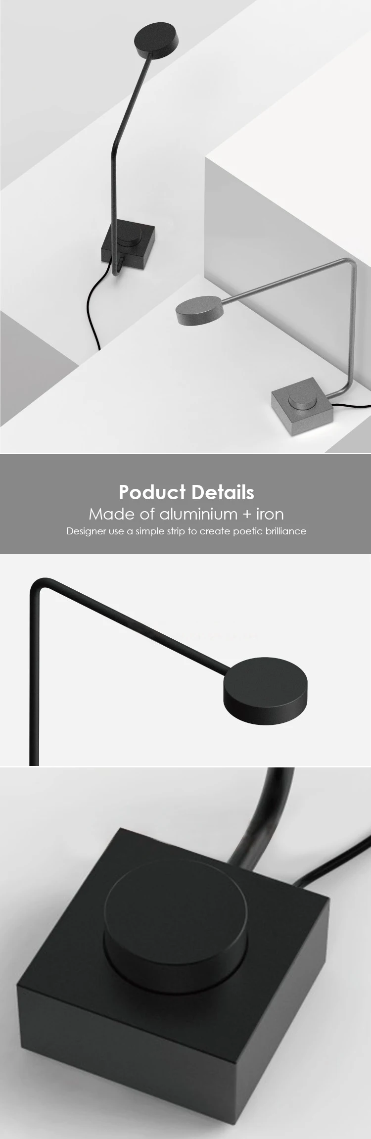 Modern simple design office or home decor metal adjustable desk bedside led reading table lamp