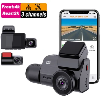 M800 New 4k Dashcam Car Dvr 4k Dash Cam 3 Lens With App Wifi Gps Hd 4k 