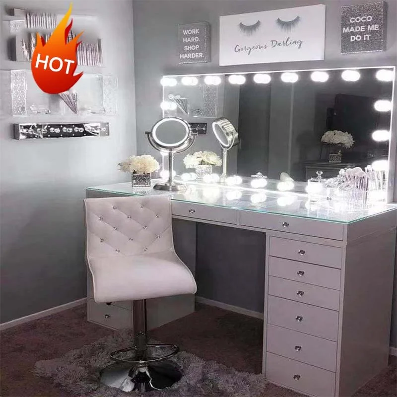 Hollywood Mirror Dressing Table Supplier Wood With Led Mirror