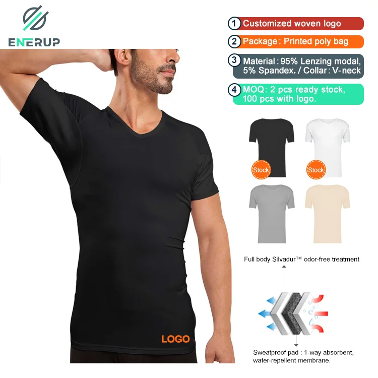 Enerup Custom Micro Armpit Shield Lenzing Modal Mens Sweat Proof Undershirts T Shirt