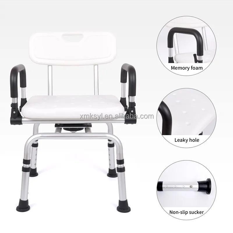 Hot Selling safety bariatric obesity  safety hygiene sliding shower lift chair cushion commode with backrest