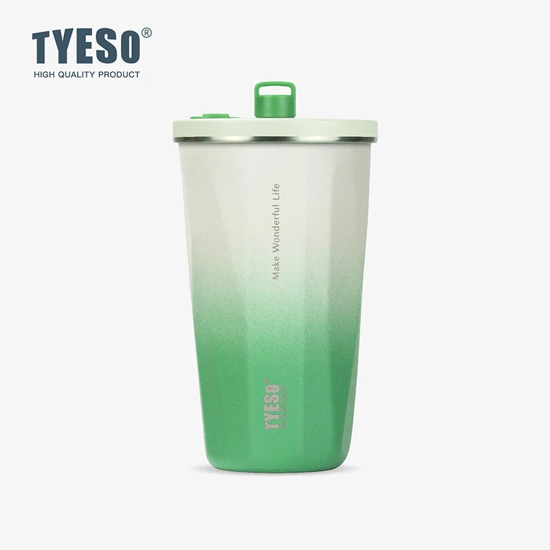 TYESO BRAND 2023 New Gradient Stainless Steel Insulated Cup 8848B Gradient Color Band with a Stainless Steel Straw