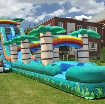 Commercial outdoor kids adults party jumping bouncy castle waterslide toboggan gonflable inflatable tropical water slide