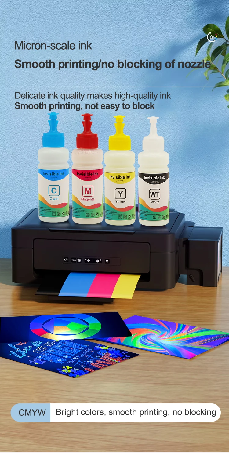 Goosam 100ml Fluorescent UV Invisible Ink for Epson L1800 L800 L130 Inkjet Printers