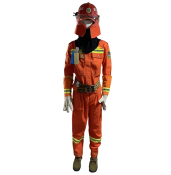 Hot Selling Firefighter Uniform Fire Fighting Clothing Overall With Vest Helmet Boots Flame Retardant types