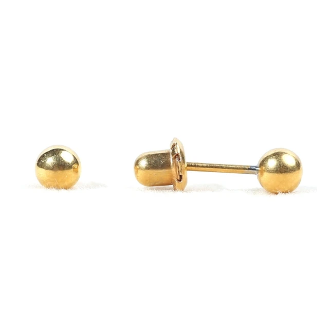 Women Fine Jewelry hot sale style 18 karat gold 4mm ball Stud earrings