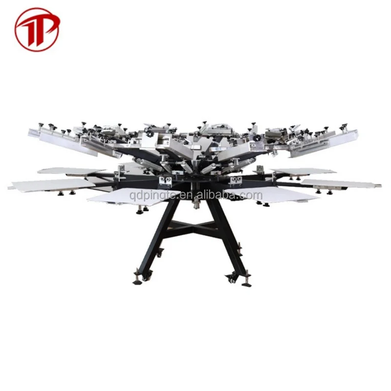 6色6ステーション回転式スクリーン印刷機 Tシャツシルクスクリーン印刷