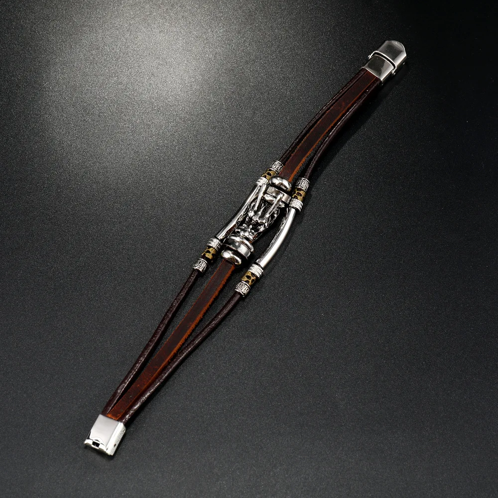 シルバー925 龍 ブレスレット ドラゴン 昇竜 レザー ジンティ様専用