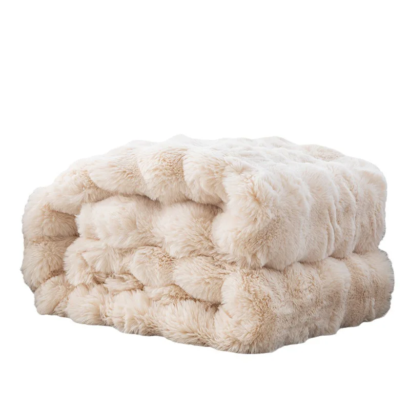 Hot Sale  Soft Fashion Warm Bubbly rabbit hair  Throw Blankets for Winter details