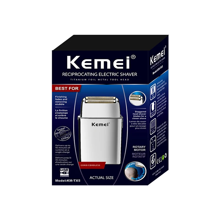 Silver Kemei TX5 Shaver Barber Shaver Beard Trimmer Electric Shaver Kemei Trimmer