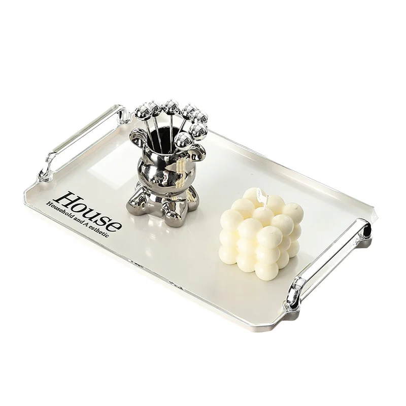 Creative Rectangle Storage Trays Home Decor Luxury Living Room Table Ornaments Kitchen Accessories Plastic Crafts Tea Trays Gift
