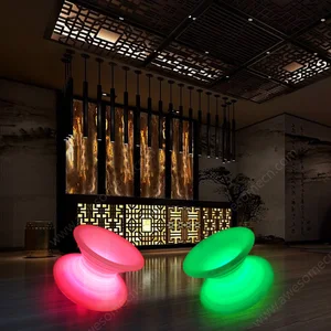 Modern Design Outdoor Lounge Chair Funny Lazy Spun Gyro Stool LED Light Resistant Plastic Relaxing Swivel Seat for Waiting Toys