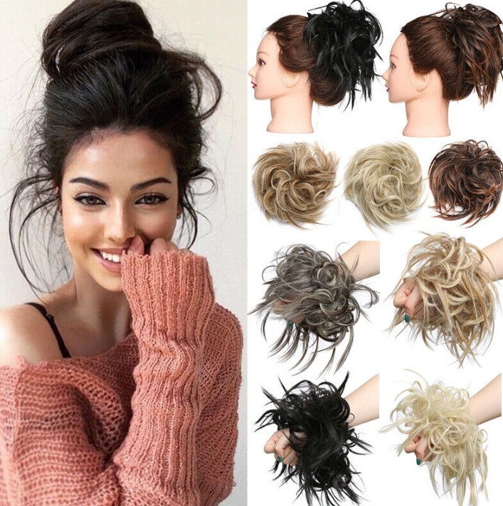 
Пучок волос, шиньоны, удлинители волос, Кудрявые Волнистые волосы для конского хвоста, резинки для волос с резинкой 