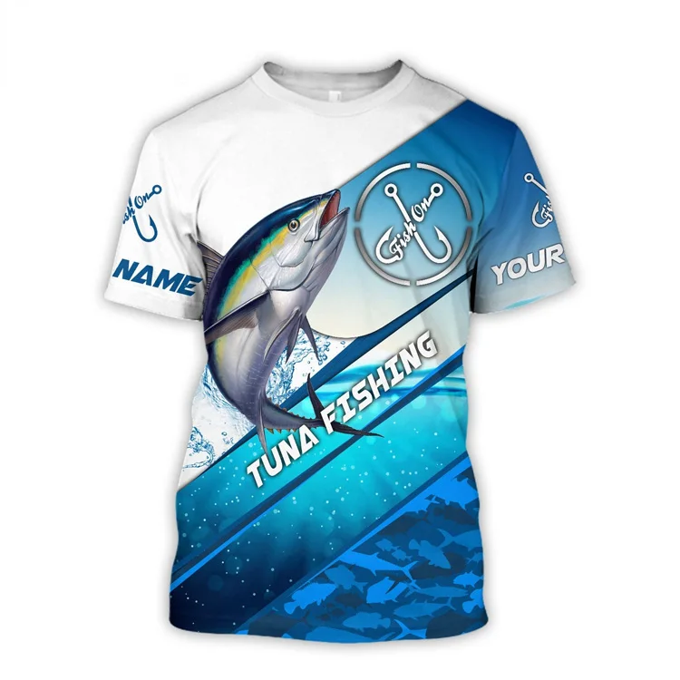 Fishing Blue Marlin Adult Short Sleeve T-Shirt-Light Blue-XXL 