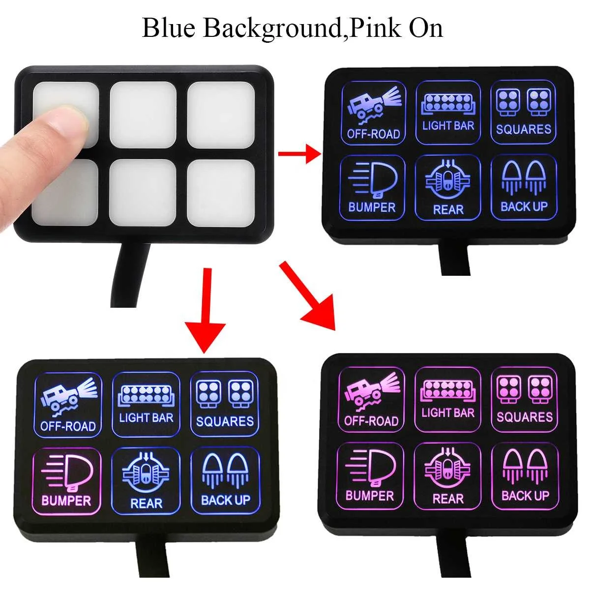 thumbnail interactive-video image 1 of 6 Gang Switch Panel Electronic Relay System | 12V 60A / 24V 40A | Waterproof For Car Boat Marine | DTPYSP06-USA 1 of 2
