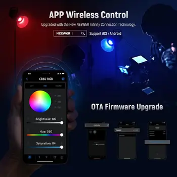 NEEWER CB60 RGB 70W LED Video Light With App Control, Bowens Mount COB Full Color Continuous Output Lighting 18000Lux/1m CCT detail image