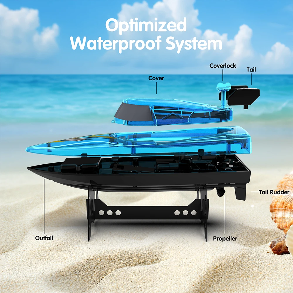 Flytec V666 Boat RC 2.4G Over Distance Remind Long Endurance Auto Reset High Speed RC Boats Racing Cool LED Night Light