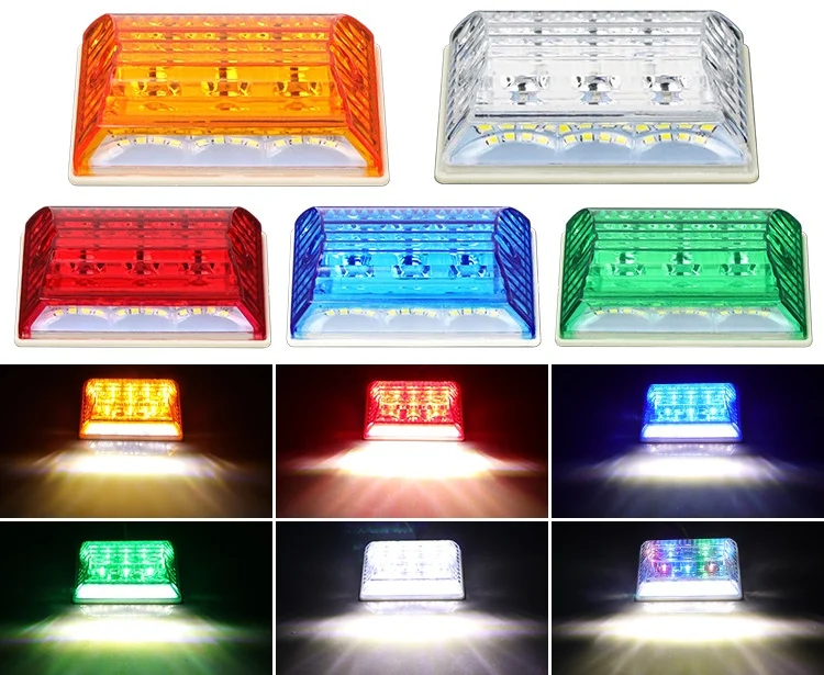 20x 12v 6 Led White Amber Side Marker Light Position Truck Trailer Van Caravan | UK