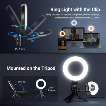 NEEWER Basic 5" Ring Light for Video Conference Lighting, Clip on Light Kit with Desk Tripod Stand for Monitor Laptop Computer detail image