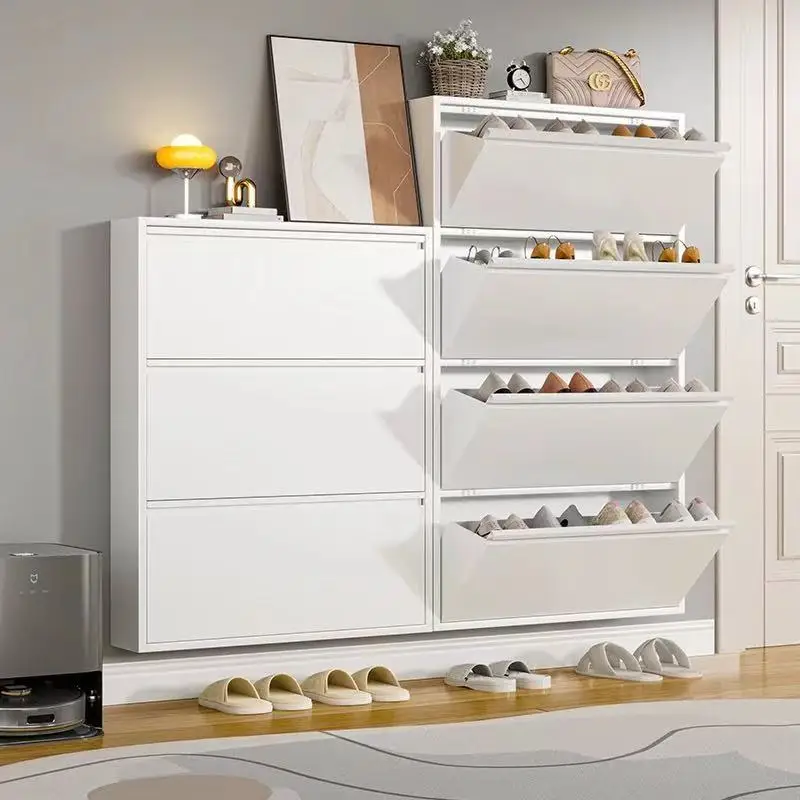 Factory Sale Widely Used Custom Modern 4 Doors Rack Designs Steel Black Metal Shoe Cabinets