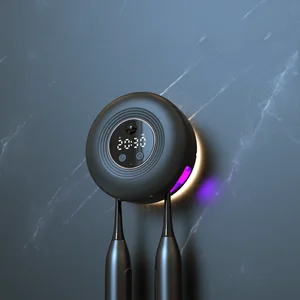 New Couple  UVC  Mini Smart Toothbrush Sterilizer  Holder UV Sterilization with Clock  Night Light Function