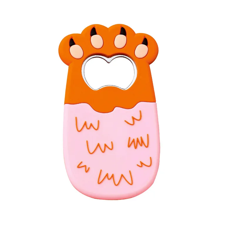New custom chubby cat claw PVC cartoon image magnetic suction claw beer soft glue bottle opener pattern can be customized
