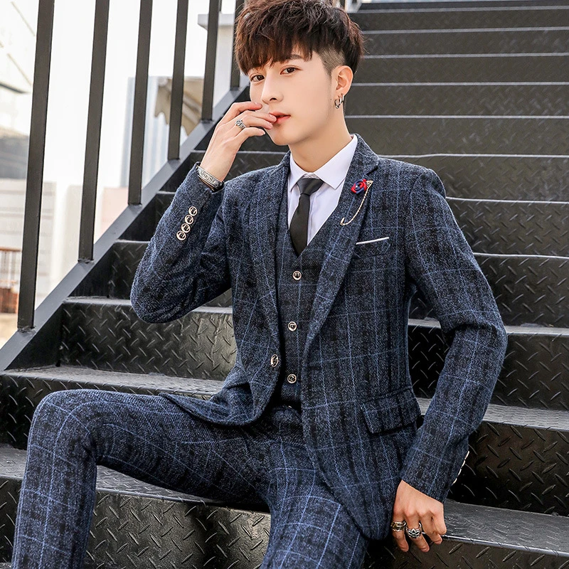 Men Italian Suits Pieces Bespoke Suits Blazer Vest Pants Party Business  Wedding Safari Suit for Men