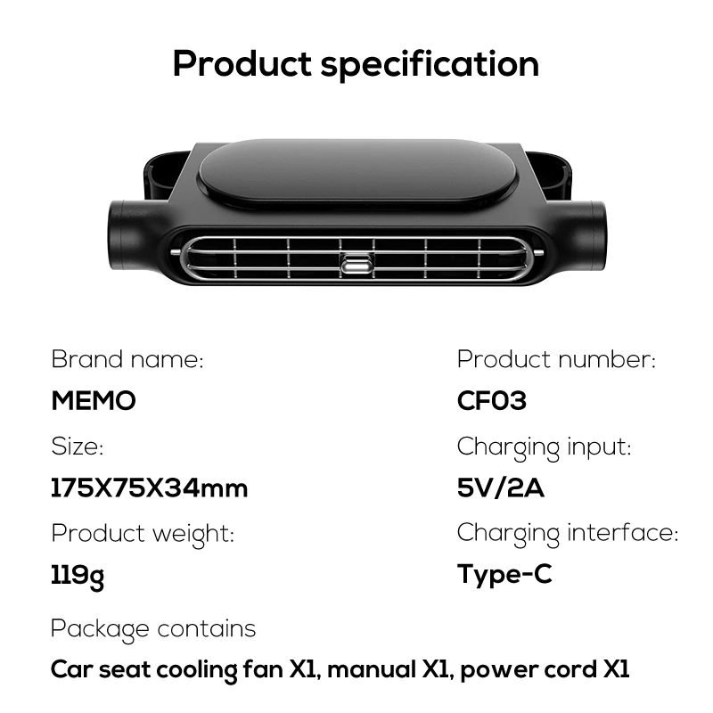 Cf03 Portable Cooling Fan, MEMO, 5V, 2A, ABS - detail 24