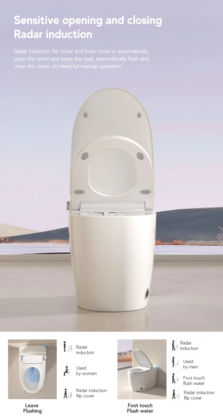 Floor Mounted Intelligent Toilet with Automatic Flush & Smart Bidet ...