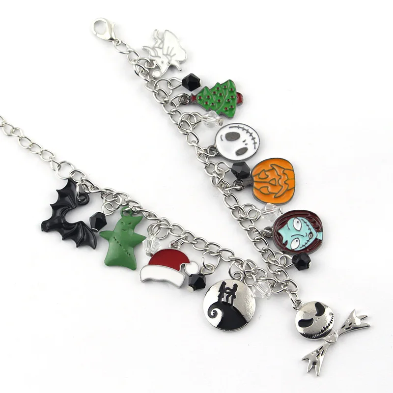 Braccialetti The Nightmare Before Christmas Bracciale con ciondolo Jack Skellington e Sally Bracciale con ciondoli Disney per gioielli da donna  36