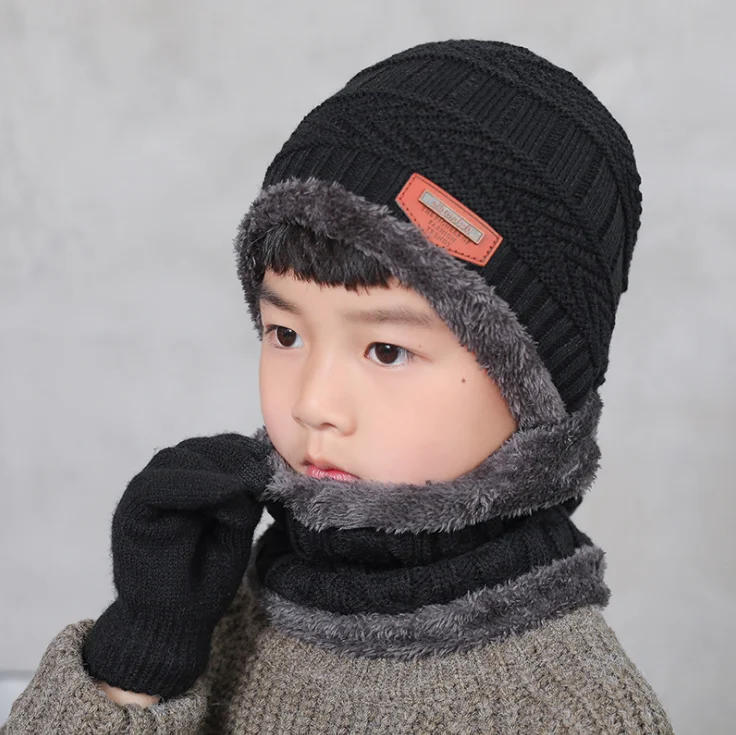 Высококачественные детские зимние шапки, милые зимние шапки для мальчиков, вязаные теплые шапки с помпоном для мальчиков, Детские облегающие шапки