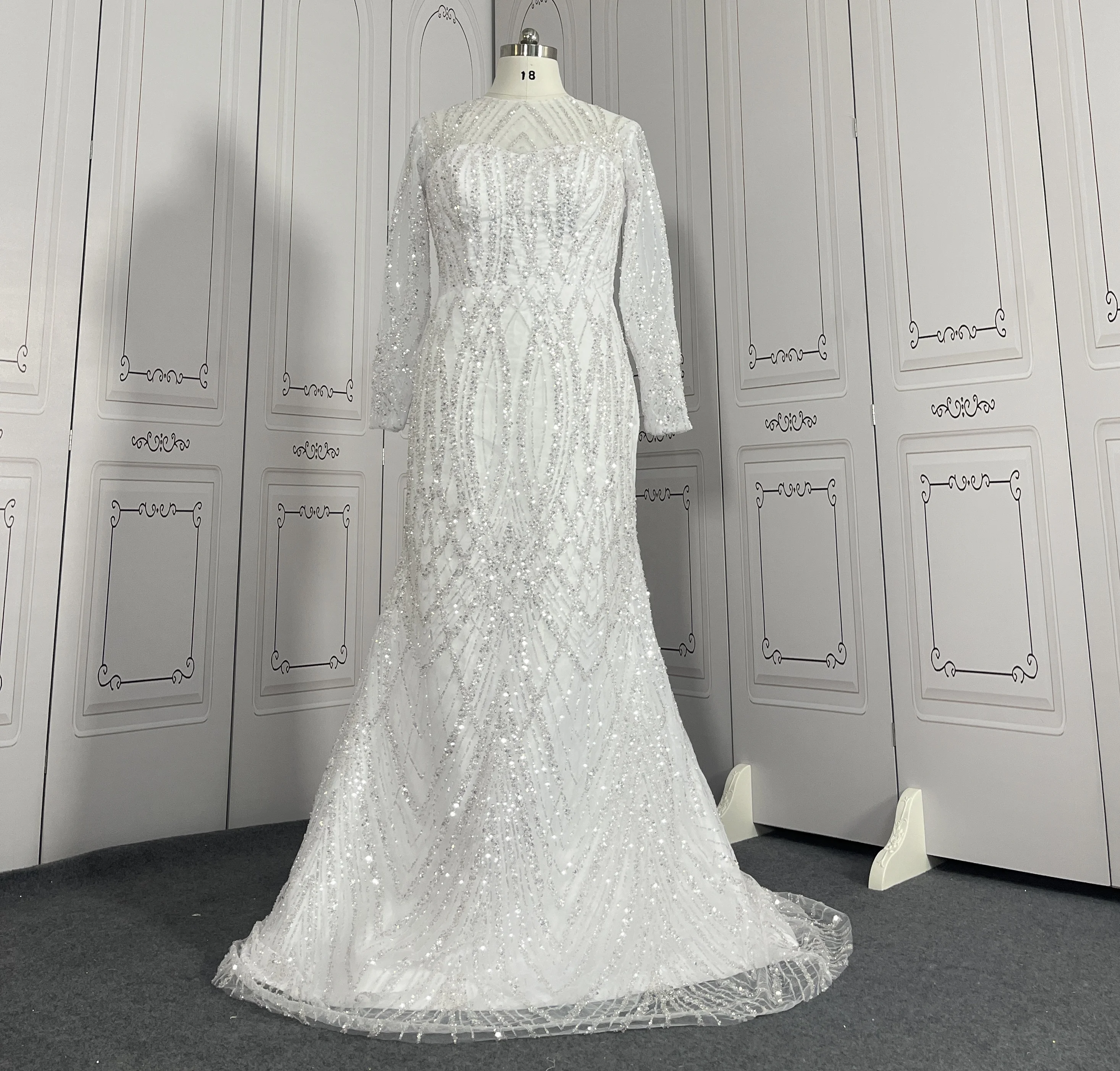 slim fit dress slacks Modest Long Mermaid Sweetheart Lace Wedding Dress with Sleeves main image 0