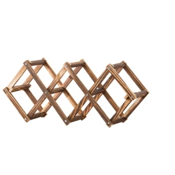 Wooden Carbonized Color Storage Rack Multi-functional Creative Shelving Unit Restaurant Wine Display Rack Ornament