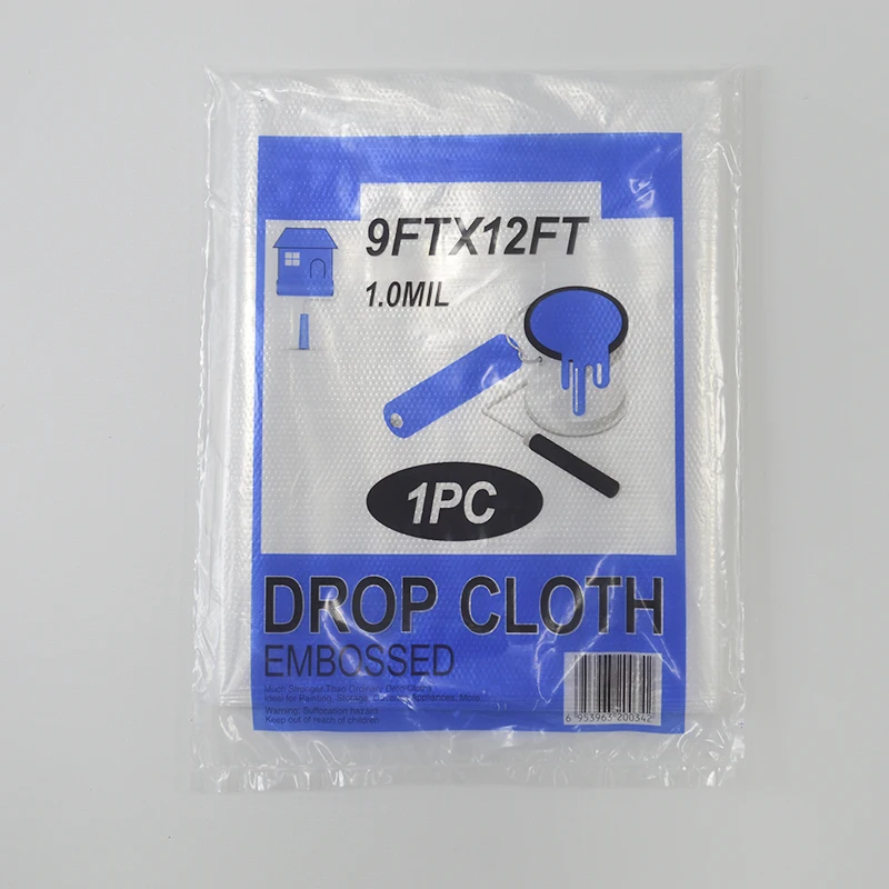 Disposable LDPE Drop Sheet Plastic Dust Sheets HDPE Drop Cloth 9x 12 Ft for Painting Decoration