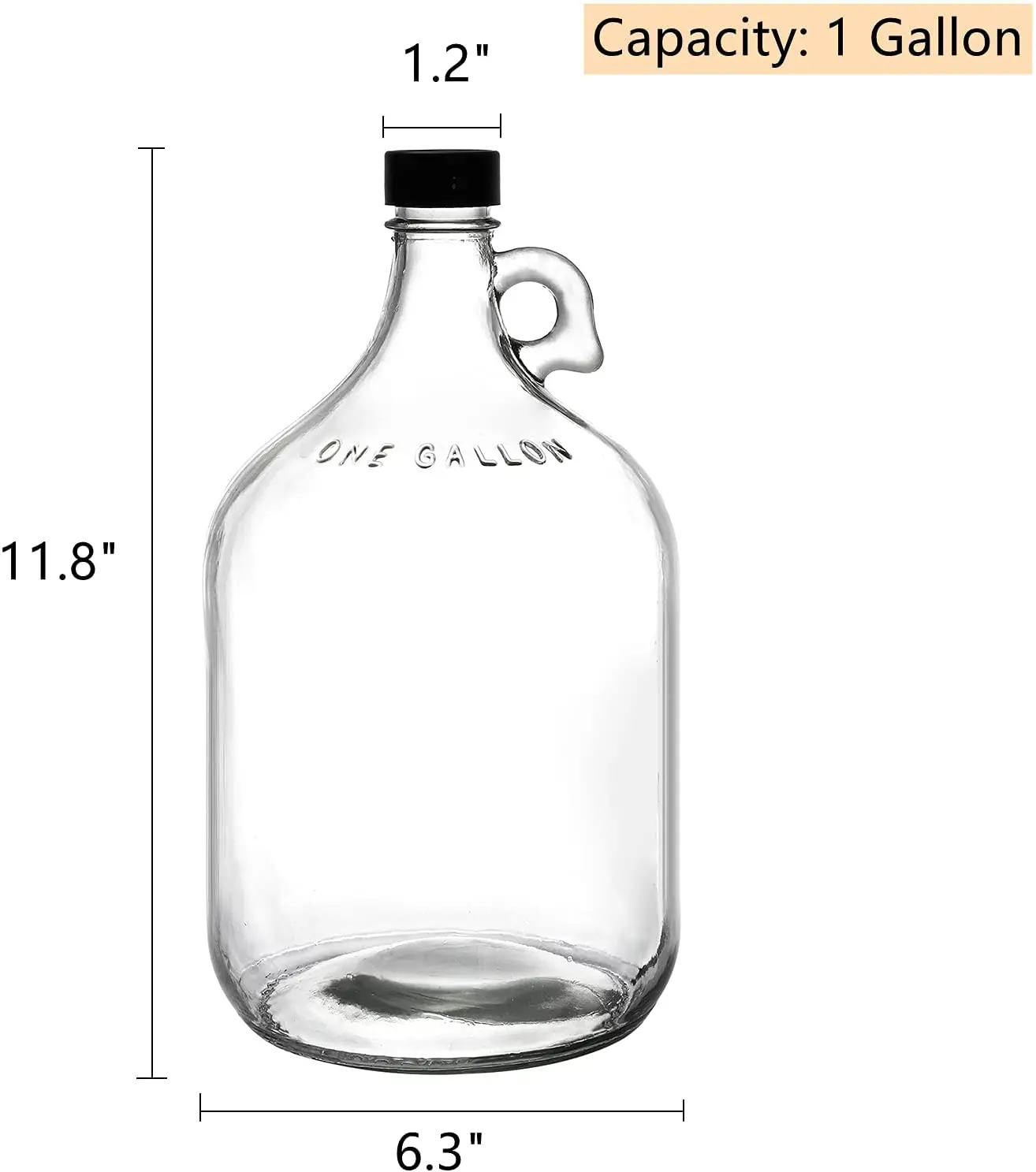 1 Gallon Glass Jugs,Large Fermenting Jug With Handle And Cap,128oz ...